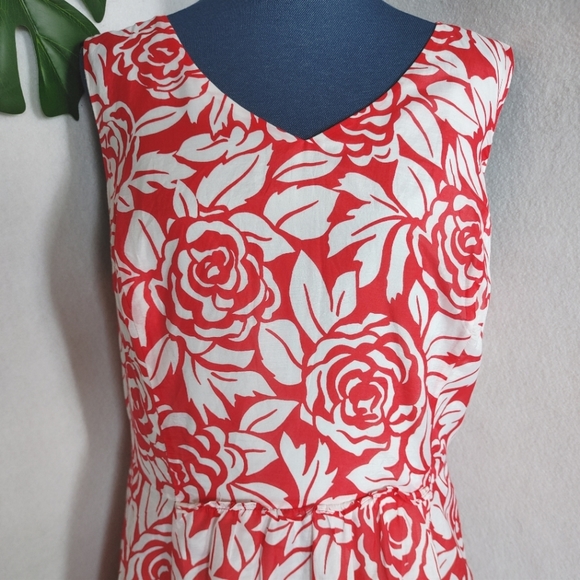 Talbots Red White Floral Silk Blend Dress - Picture 2 of 7